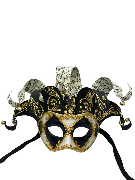 Venezianische Maske Jolly in schwarz-weiß - Maskerade Maske für Herren