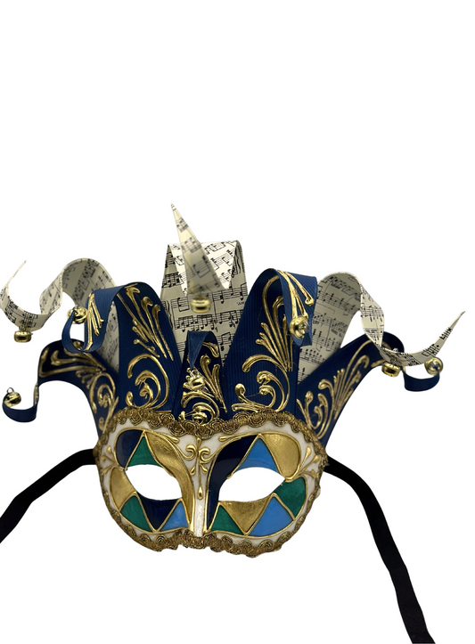 Venezianische Maske Jolly in blau - Maskerarde Maske für Herren