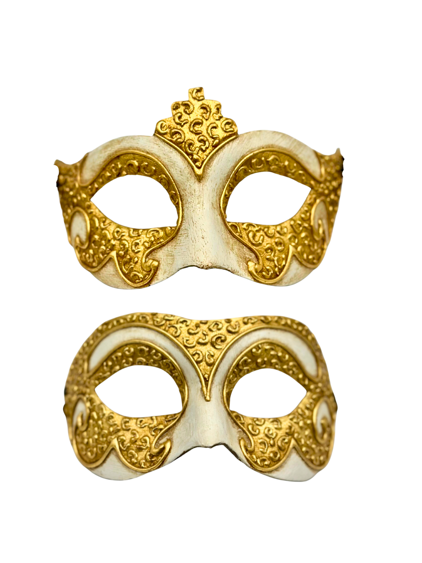 2er-Set venezianische Masken in Gold & Elfenbein – Paar-Set
