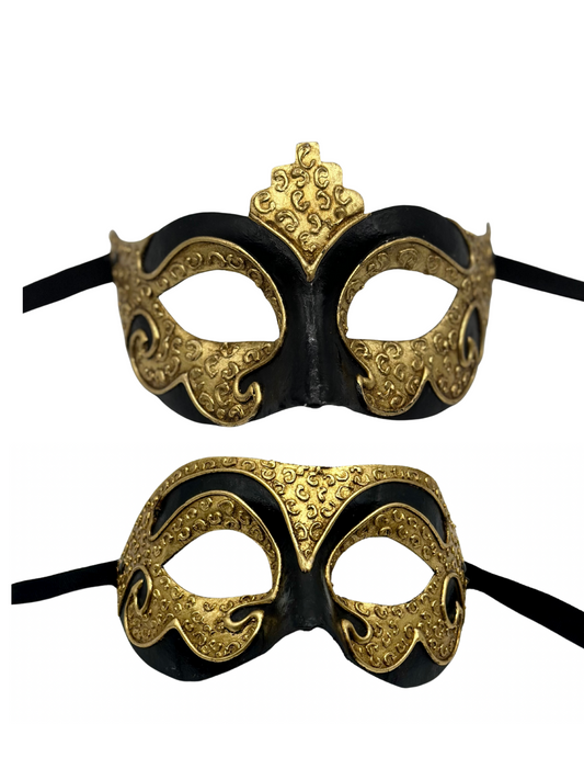 Ensemble de masques vénitiens pour couple, noir et or –  Duo de masques