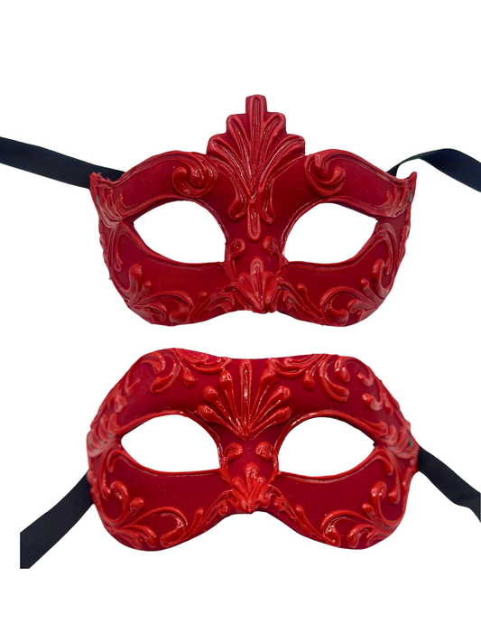 Ensemble de masques vénitiens rouges pour couple 