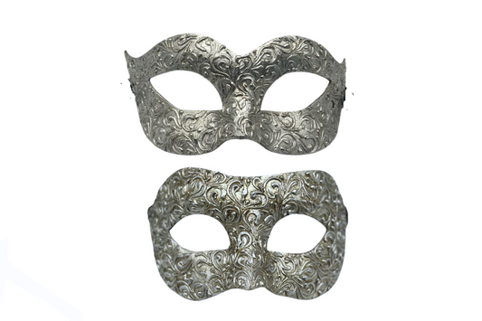 Ensemble de masques vénitiens pour couples – Masques de mascarade baroques argentés