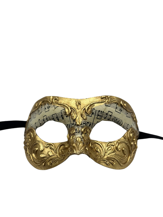 Venezianische Maskenmaske – Gold &amp; Musiknoten
