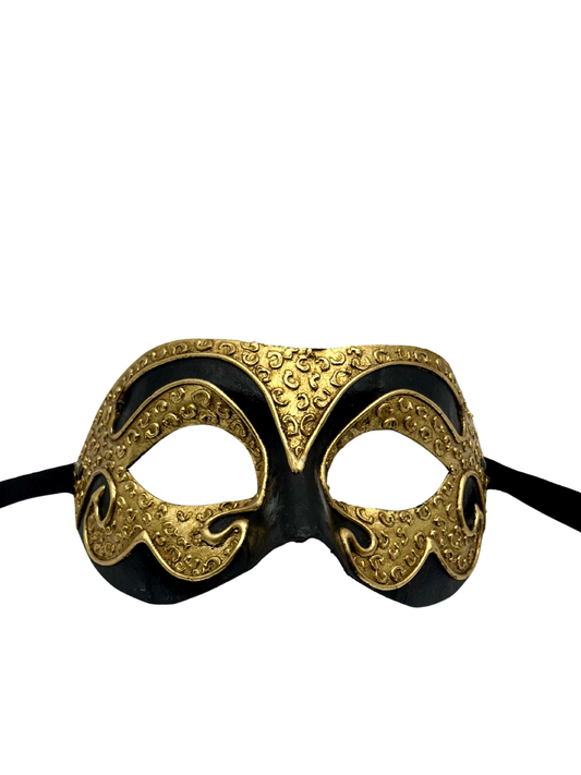 Venezianische Maskenmaske – Schwarz mit goldenen Details