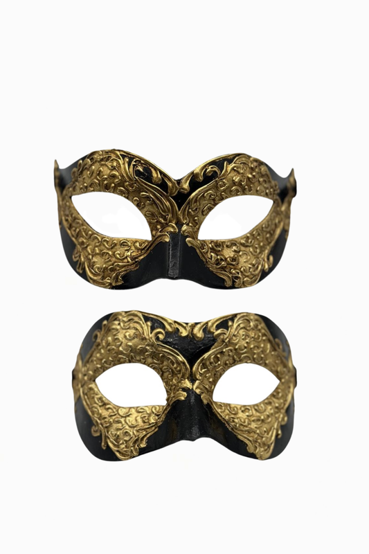 Venezianische Paarmaske in Gold und Schwarz