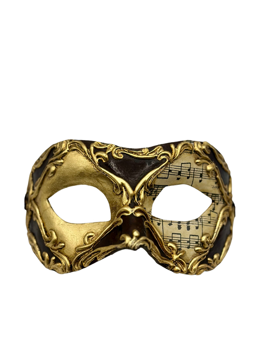 Notenmaske in Gold und Braun
