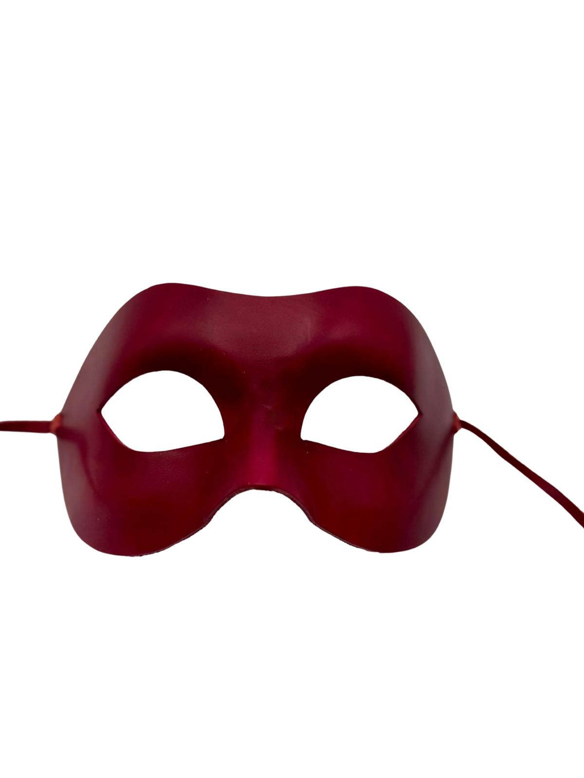 Demi-masque en cuir rouge