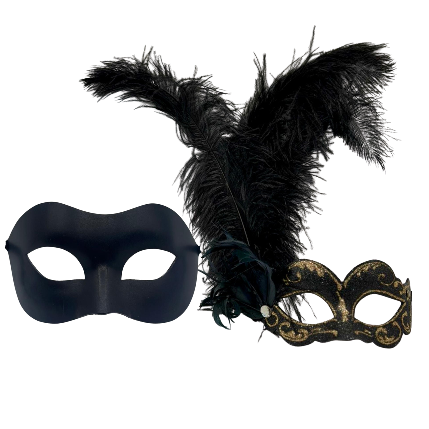 Zwarte Venetiaanse Koppel Maskerset