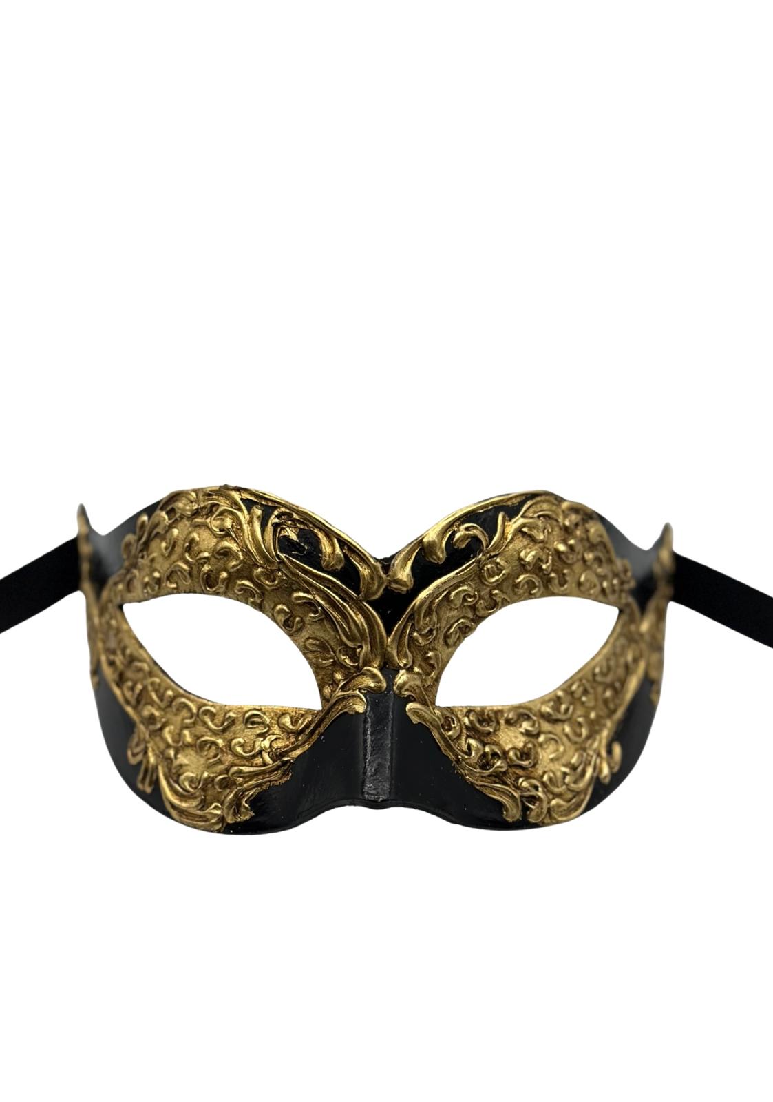 Schwarze-goldene Maskenball-Maske – Elegantes venezianisches Design