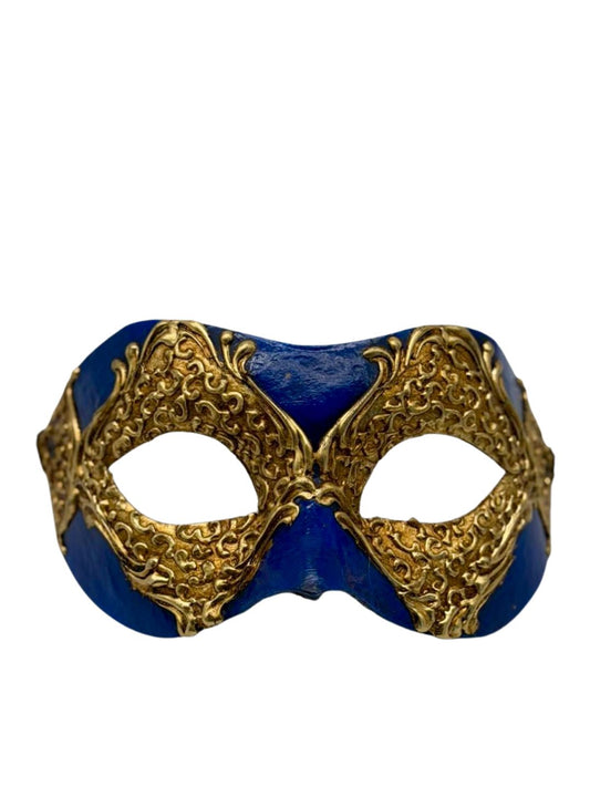 Loup masqué bleu roi et or