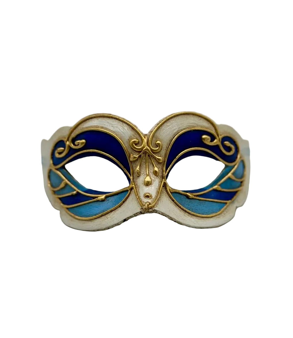 Venetiaans Kindermasker – Twee Tinten Blauw & Goud