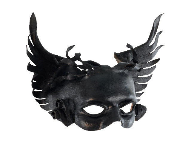 Black leather mask of Thanatos , handmade mask 