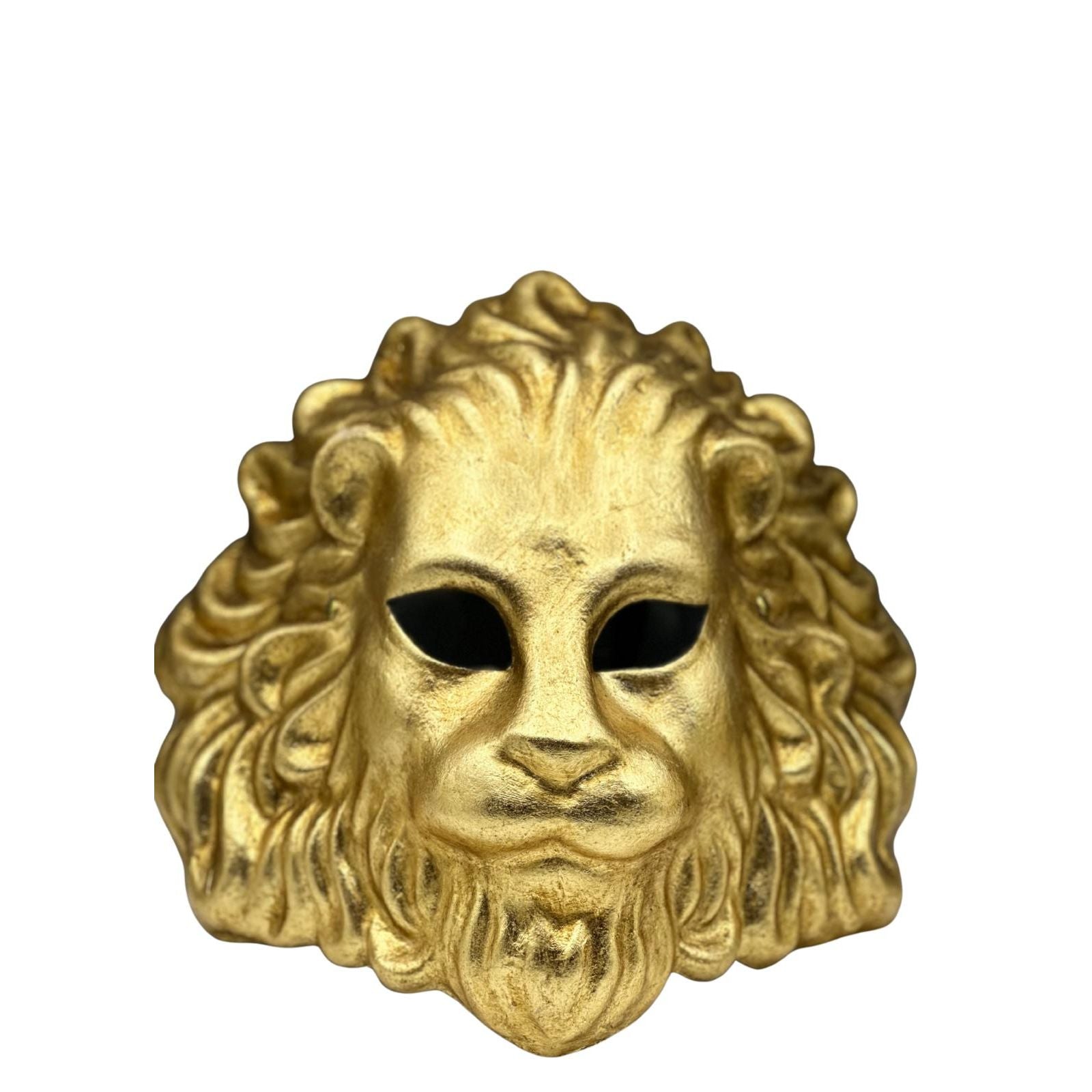 Gold lion mask with detailed mane and open eye holes