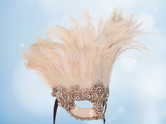 Allruyee Federmaske Mit Stab – Schwarz/blau, Für Maskerade, Karneval & Cosplay