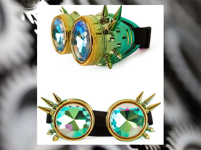 Steampunk goggles goud met spikes