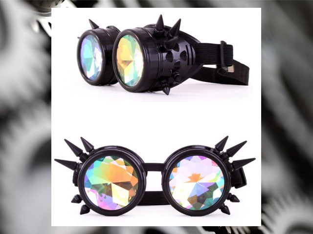 Steampunk goggles zwart met spikes